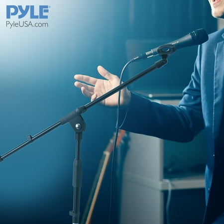 Pyle Foldable Tripod Microphone Stand - Universal Mic Mount and Height Adjustable from 37.5'' to 65.0'' Inch High w/Extending Telescoping Boom Arm Up to 28.0'' - Knob Tension Lock Mechanism PMKS3