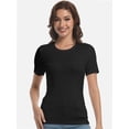thumbnail image 5 of Womens Scoop Neck T Shirts Basic Ribbed Tees Fitted Tshirt Plain Short Sleeve Tops Casual, 5 of 6