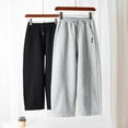 thumbnail image 2 of Boys' Open Bottom -Lined Sweatpants with Pockets High Elastic Waist Casual Fashion Baggy Wide Straight Leg Pants 5-15 Y, 2 of 6