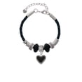 thumbnail image 2 of Delight Jewelry Silvertone Black Heart with Beaded Border Best Friend Celtic Knot Leather Bead Bracelet, 7"+2" Extender, 2 of 4