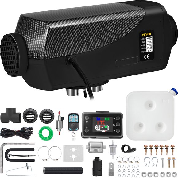 VEVOR Diesel Heater 12V 8KW,Diesel Air Heater with LCD Switch & Muffler & Remote Control for Car Bus Truck Boat Trailer Motorhomes Engineering Vehicles (Black)