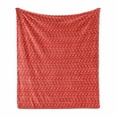 thumbnail image 1 of Moroccan Soft Flannel Fleece Throw Blanket, Repetitive Dots Arrangement Leaves Inspired Vibrant Tones Illustration, Cozy Plush for Indoor and Outdoor Use, 50" x 70", Vermilion and White, by Ambesonne, 1 of 5