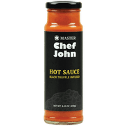 Master Chef John Black Truffle Hot Sauce, Meticulously Crafted Hot Sauce with Ripe Thai & Fresno Red Pepper, Real Black Truffle, Organic Agave Nectar, 8.45 oz.