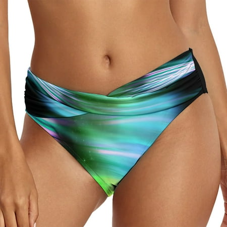 IDALL Bikini Sets Bathing Suit Casual Ethnic Printed High Waist Swimsuit Shorts Loose Tight Belt Sports Yoga Shorts Bikini Bottom Front Ruched Womens Swimsuits Womens Swimwear Blue 2XL