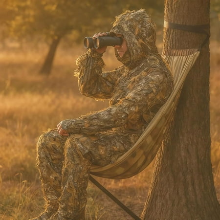 LEJHVAQK Adjustable Camouflage Hunting Seat - Swivel Base Portable Foldable Design for Deer Hunting Turkey Blinds & Camping Adventures