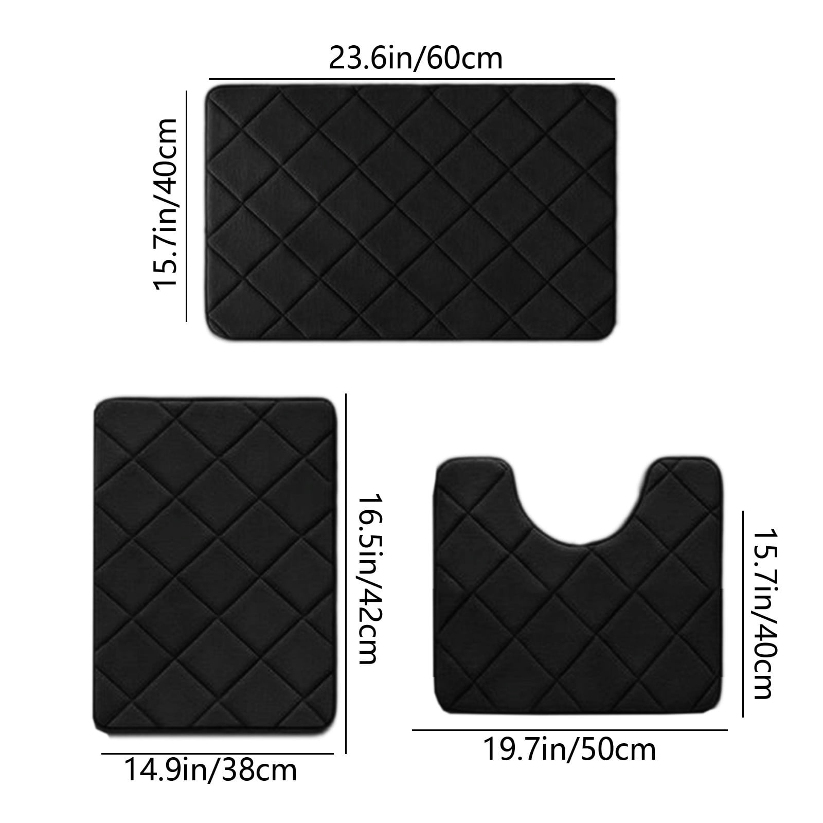 3 Pieces Luxury Bathroom Rug Set With U-Shaped Toilet Rug, Non-Slip Rubber Bottom, Thick Microfiber Fluffy Plush, Water Absorption, Machine Washable,Quick Dry, Ultra Soft, Bath Mats For Bathroom, Tub