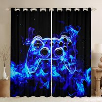 Manfei Kids Game Console Black Out Curtains,Gamepad Gaming Curtains Pack of 2 (42x63 Each),Blue Black Bedroom Curtains For Boy,Ultra Soft Home Decor