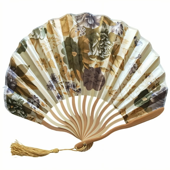 HIBIBUD Folding Fan Silky & Soft Texture Fan Face Large Folding Fans for Dancing Smooth Fan Closing Clap Fans for Line Dancing Style1