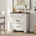 thumbnail image 6 of WAMPAT Farmhouse 3-Piece Bedroom Set,Wood 3 Drawer Dresser and Nightstand Set of 2 with Charging Station,Rustic Retro Bedroom Furniture Set for Bedroom,Living Room,White, 6 of 10