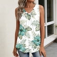 thumbnail image 6 of Bbyeadc Tank Tops for Women Sleeveless Pleated Tank Top Loose Fit Floral Print Shirt Comfortable Beach Travel Everyday Wear,Light Green (L), 6 of 7