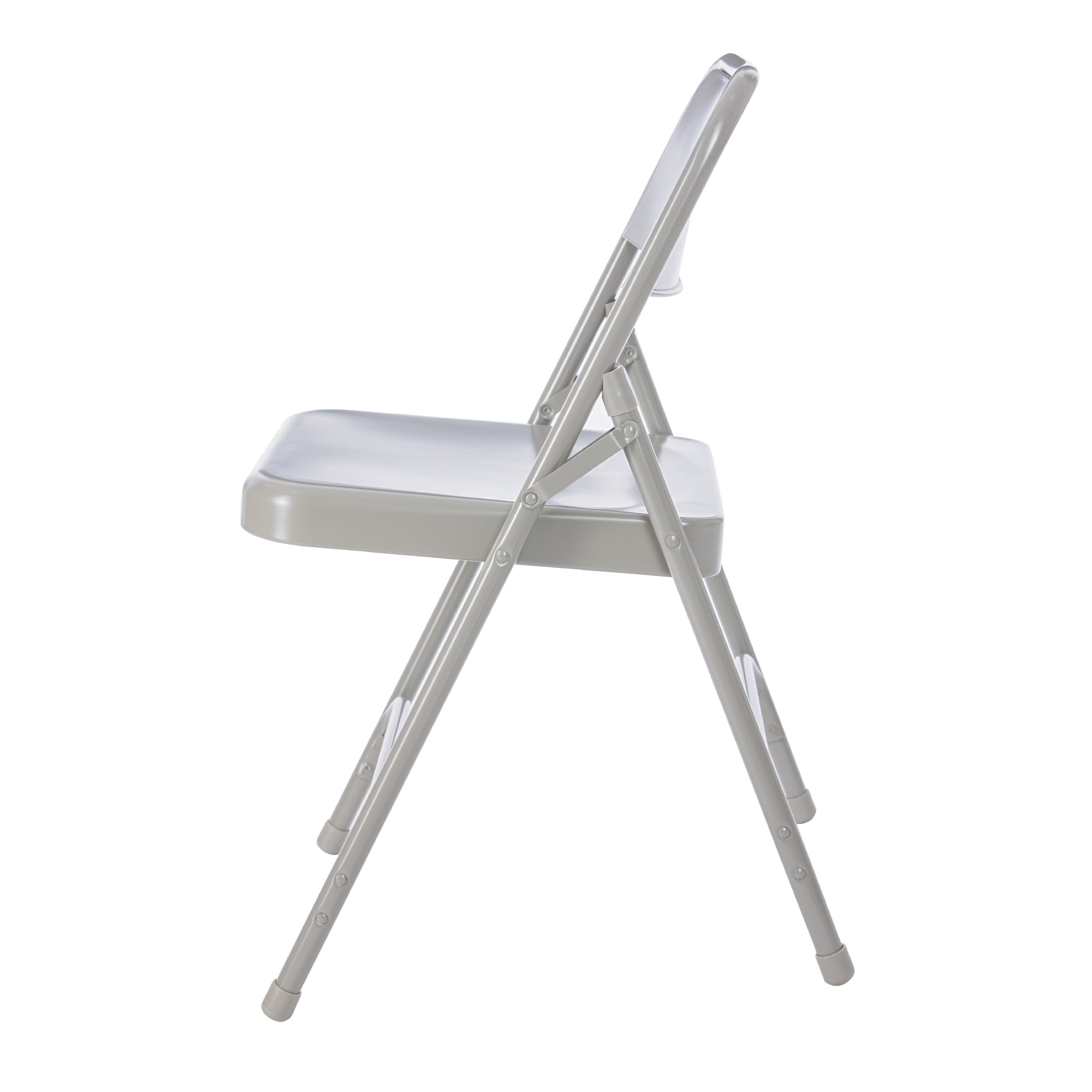Hampden Furnishings Bernadine Collection All Steel Double Hinge Folding Chair, Grey (Pack of 4)