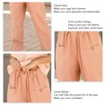 thumbnail image 4 of Pantalones casuales de mujer Color puro botón cintura elástica pantalones largos sueltos para mujer para uso diario al aire libre Rosa XL, 4 of 5