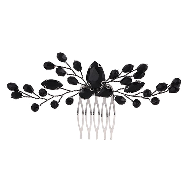 KAKOWELY Peinetas laterales de cristal negro para Halloween, accesorio para el cabello de boda