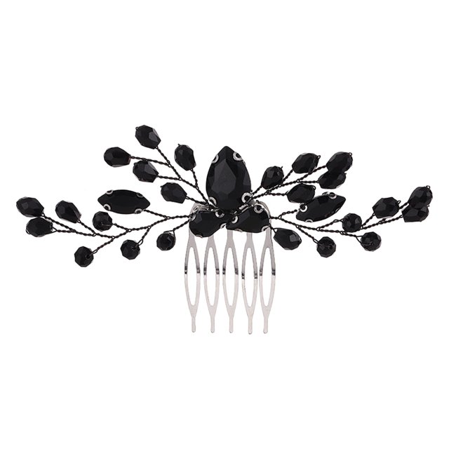 Miangastore Bridal Hair Comb with Rhinestones for Prom Elegant Zinc Alloy and Zircon Black Color