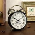thumbnail image 2 of Twin Bell Alarm Clock, Retro Analog Alarm Clock Silent Non-Ticking Quartz with Nigh Light, Small Desk Clock for Bedside Table, Battery Operated (Bike), 2 of 4
