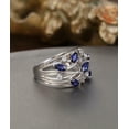 thumbnail image 3 of HeartsAndYou 2ct Natural Sapphire & Diamond Leaf Cluster Wide Open Ring 14k SOLID White Gold, 3 of 9