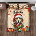 thumbnail image 4 of Merry Christmas Santa Beagle Scarf Twinkling Lights Xmas Holiday Quilt Bedding Set Beagles Dog Lover Gifts Idea 1 Blanket Bed Cover 2 Pillowcases - 00022, 4 of 5