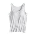 thumbnail image 4 of Bovemsi Women's Solid Color Sports Bra Tank Top – Built-In Padded Camisole for Workout & Casual Wear, White, S, 4 of 7