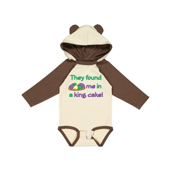 Inktastic They Found Me in a King Cake Boys or Girls Long Sleeve Baby Bodysuit