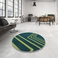 thumbnail image 4 of Ahgly Company Machine Washable Indoor Square Transitional Deep Teal Green Area Rugs, 4' Square, 4 of 7