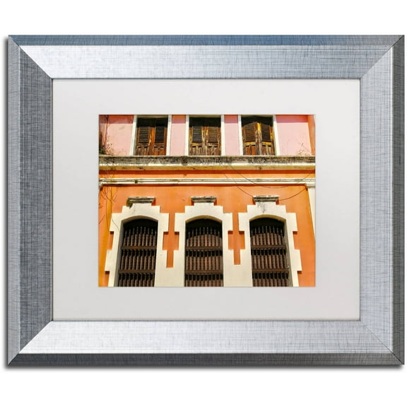 Trademark Fine Art "Old San Juan 12" Canvas Art by CATeyes, White Matte, Silver Frame