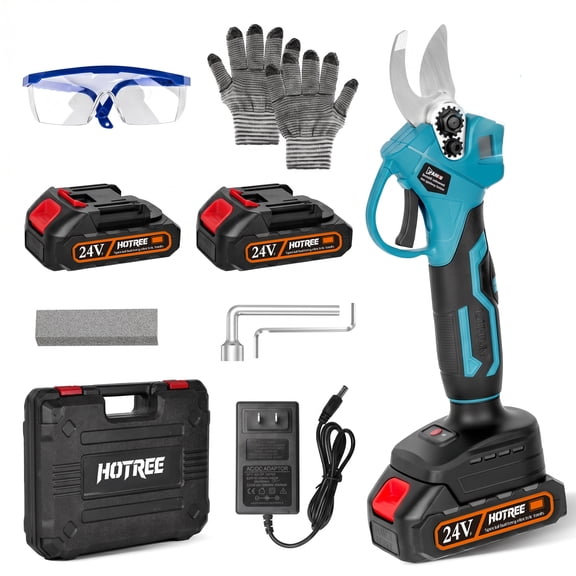 HOTREE Cordless Electric Pruning Shears with 2 Batteries, Adjustable 0.8 to 1.2 Inch Cutting Capacity and LCD Display for Garden