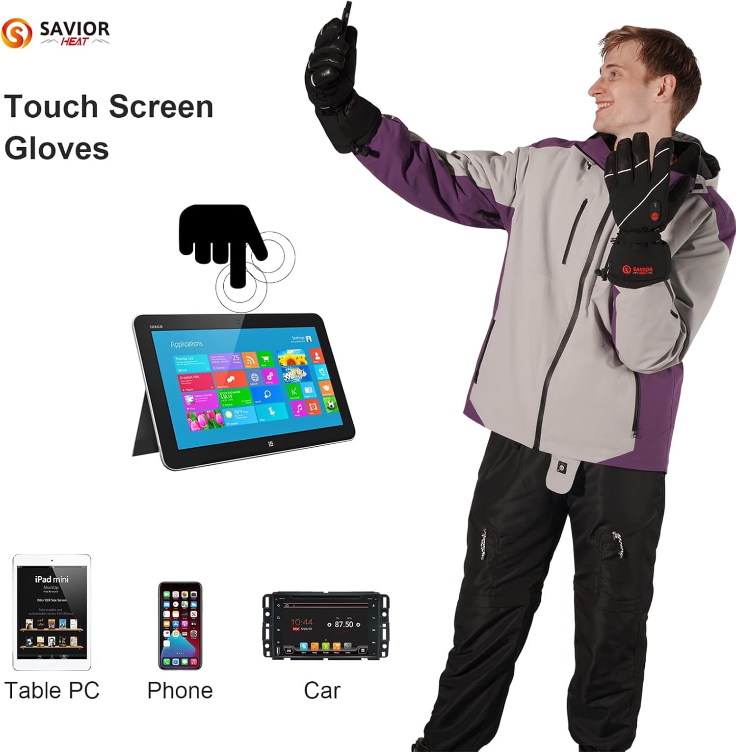 Savior Heated Gloves for Men and Women,Rechargeable Heated Electric Gloves,Suitable for Winter Outdoor Work,Skiing,Cycling,Running,Hiking,etc.