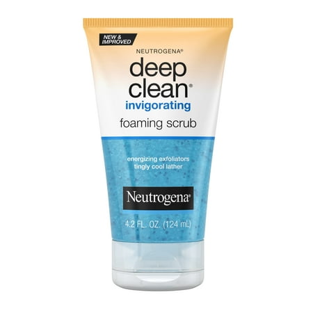 Neutrogena Deep Clean Invigorating Foaming Facial Scrub with Glycerin, Cooling & Exfoliating Gel Face Wash to Remove Dirt, Oil & Makeup, 4.2 fl. oz