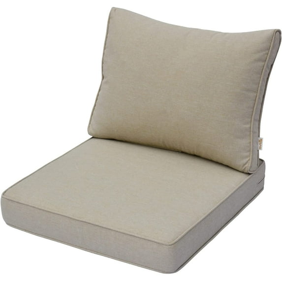 Ovios Back and Seat Cushion Set for Outdoor Furniture, 2-Piece Replacement Cushions for Deep Seating Patio Chair, Outside Pads for Porch, Deck and Garden Seats