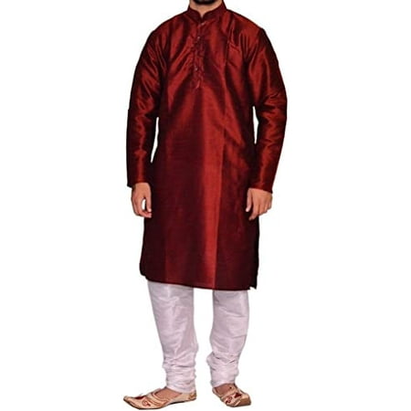 

Royal Kurta Men s Luxury Art Silk Blend Occasional Kurta Churidar Set Red