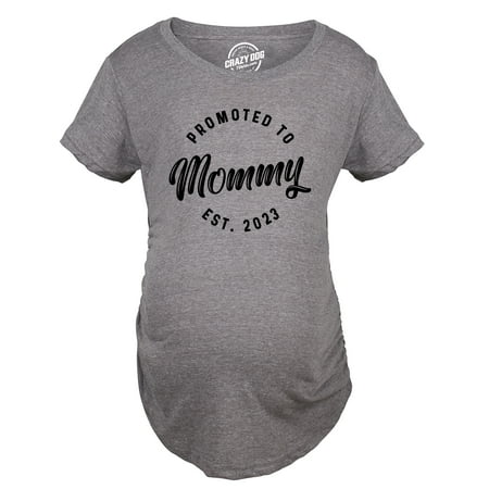 

Maternity Promoted To Mommy 2023 Pregnancy Tshirt Funny New Baby Family Graphic Tee (Dark Heather Grey - 2023) - M