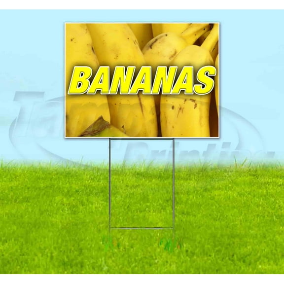 Bananas (18" x 24") Yard Sign, Includes Metal Step Stake