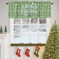 thumbnail image 5 of Merry Christmas Valances for Windows, Poinsettia Winter Snowflake Green Plaid Rod Pocket Valance Short Window Treatments Curtains for Kitchen Bathroom Bedroom Decor, 42 x 12 In, 5 of 9