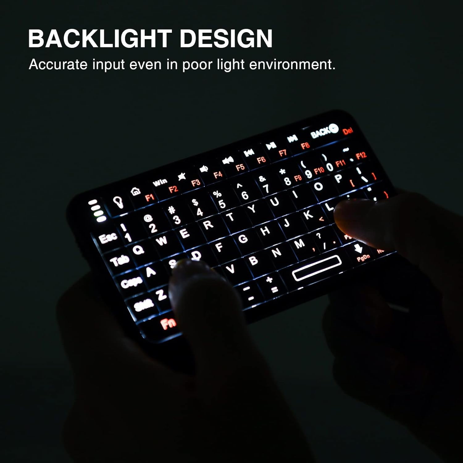 Mini Bluetooth Keyboard,Portable Wireless Rechargeable Keyboard with Backlit,for Smart TV/Android TV Box/Smartphone/HTPC/IPTV/VR Glasses Black(Upgrade-TypeC)
