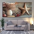 thumbnail image 5 of Rustic Americana Still Life with Star Pinecones and Dried Flowers Framed Canvas Wall Art 48x24 Inch Farmhouse Patriotic Decor for Living Room Office, 5 of 8