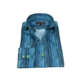 thumbnail image 4 of Men's Axxess Turkey Shirt 100% Egyptian Cotton High Collar 224-21 Teal Fancy, 4 of 6