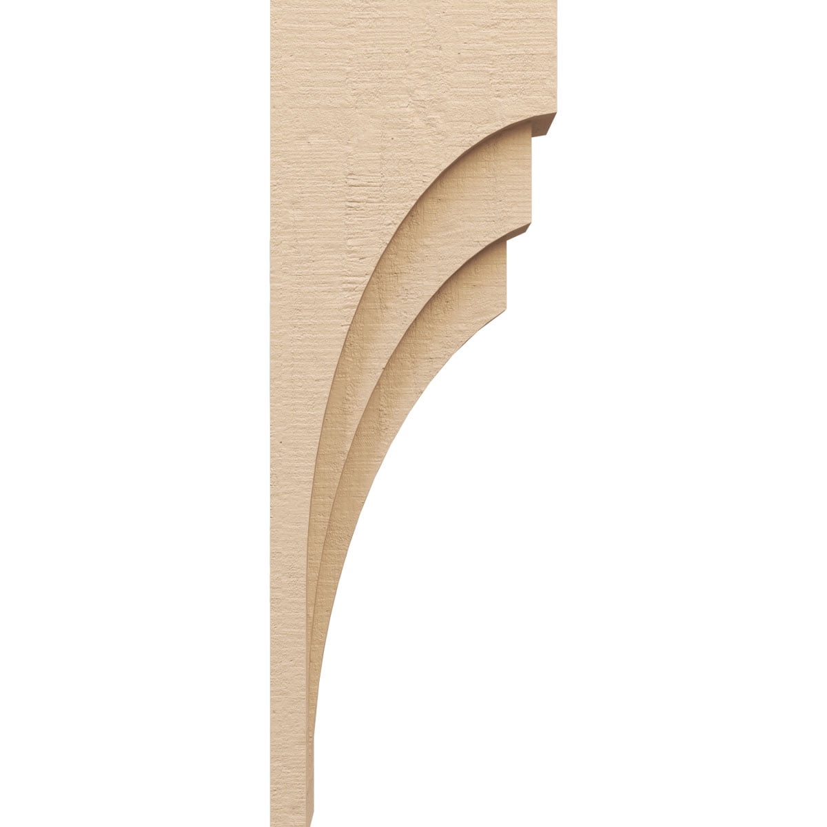 6"W x 12"D x 36"H Thin Rockford Rough Cedar Woodgrain TimberThane Corbel, Primed Tan