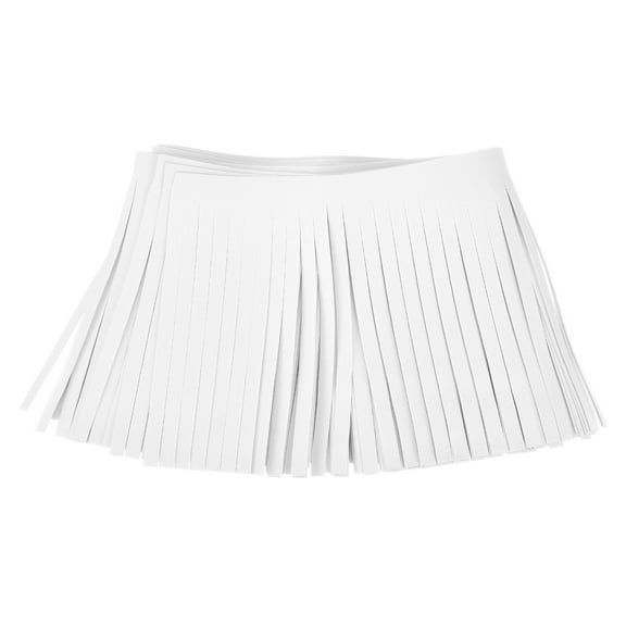 Uxcell 1 Yard 4 Inch Faux Leather Fringe Trim Tassel Fringe for Sewing, White