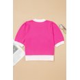 thumbnail image 5 of Women's Bright Pink XOXO Embroidered Crew Neck Sweater Tee for Daily Wear [ZhiHiMeRi] | XL, 5 of 10