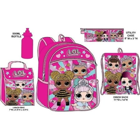 LOL Surprise Backpack With Lunchkit Set Girls School Water