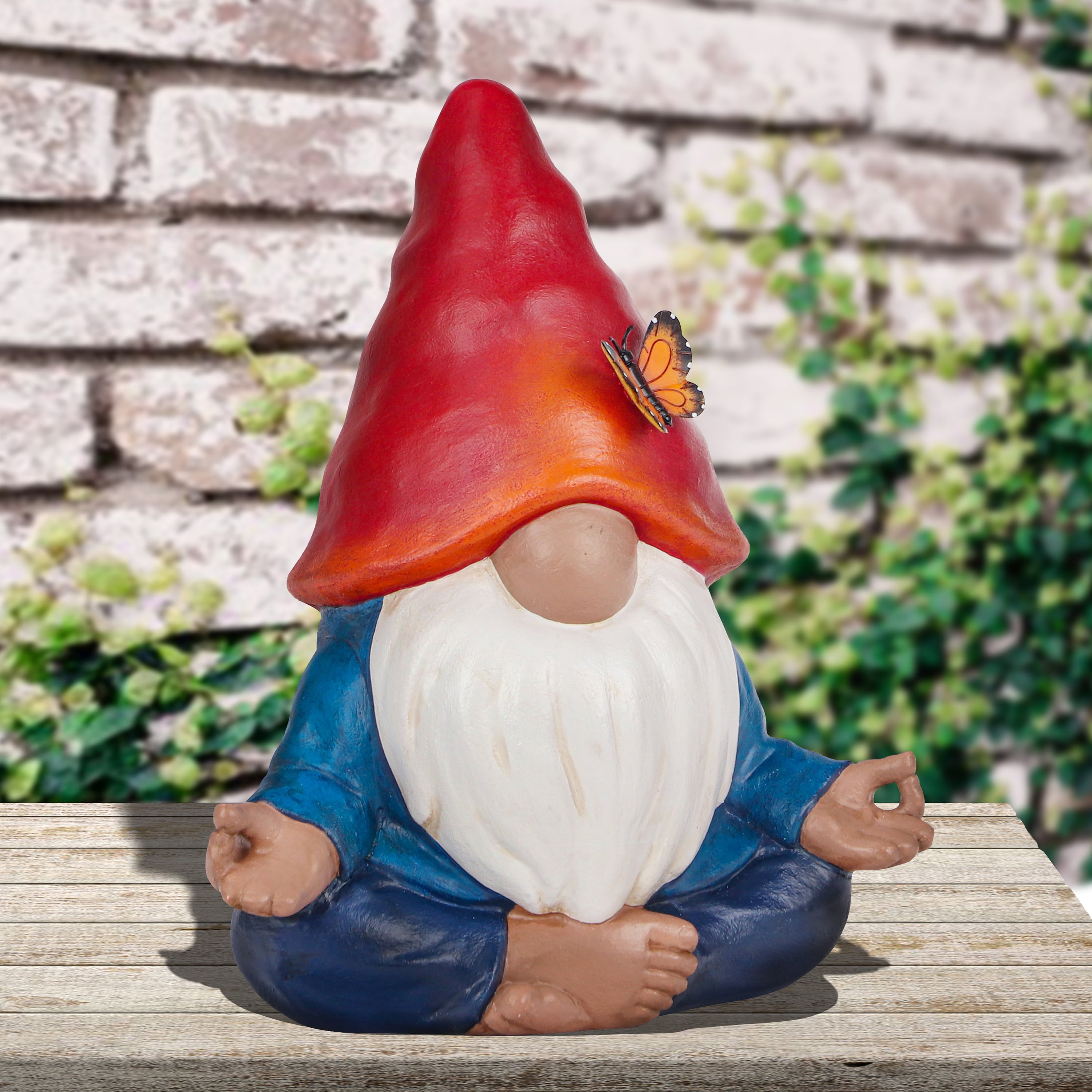 Mainstays Outdoor Meditating Gnome Statuary, 7.75 in L x 4.13 in W x 9 in H