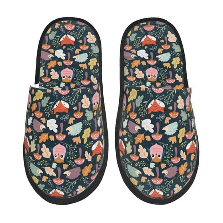 

Sikiie Autumn Forest Fuzzy Slip-on Slippers Warm Cozy Soft Lightweight Memory Foam Indoor House ShoesMedium