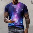 thumbnail image 2 of Penkiiy Galaxy Printed Shirt , Mens Vintage Casual Loose Short Sleeve Tee Tops 3XL Multicolor, 2 of 6