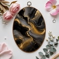 thumbnail image 7 of Canvas Wall Art Black Gold Gold Black Marble Abstract Gold Marble Swirling Patterns Oval Framed Canvas Prints Vintage Wall Hanging Decor for Home Decorations 8.6"x11.4", 7 of 7