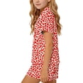 thumbnail image 6 of ITSAME Girls Outfit Sets, Fashion Print Lapel Button Up Tops and Shorts Casual Home Clothes 2-Piece Red Size 10, 6 of 7