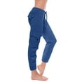 thumbnail image 5 of Idoravan Cargo Pants for Women Clearance Women Workout Out Leggings Stretch Waist Button Pocket Yoga Gym Cropped Trousers Blue XS, 5 of 9