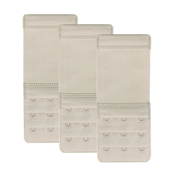 Bra Extender 3 Hook 3 Row Elastic Band Bra Extension Strap Soft Comfortable Bra Hook Extender for Women Lingerie Underwear Back Band Lengthener 3 pack Beige