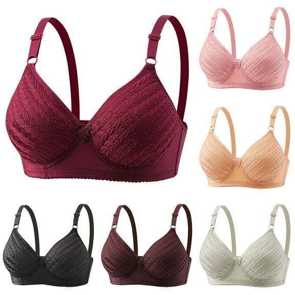 Hrsba Womens Summer Bra,Plus Size Bra for Womens,Woman's Embroidery Back Buckle Thin Style Ventilate Bra Without Steel Rim