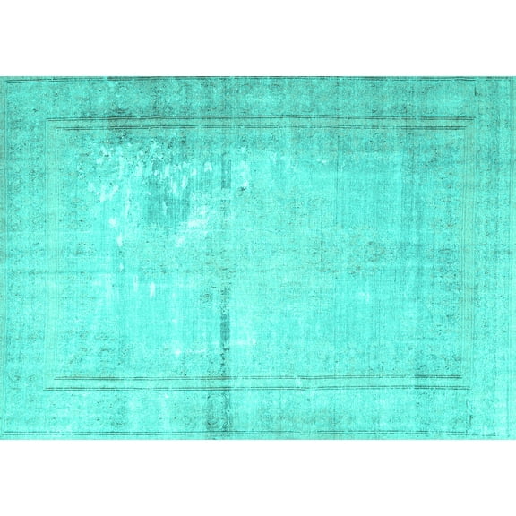 Ahgly Company Machine Washable Indoor Rectangle Persian Turquoise Blue Traditional Area Rugs, 5' x 7'