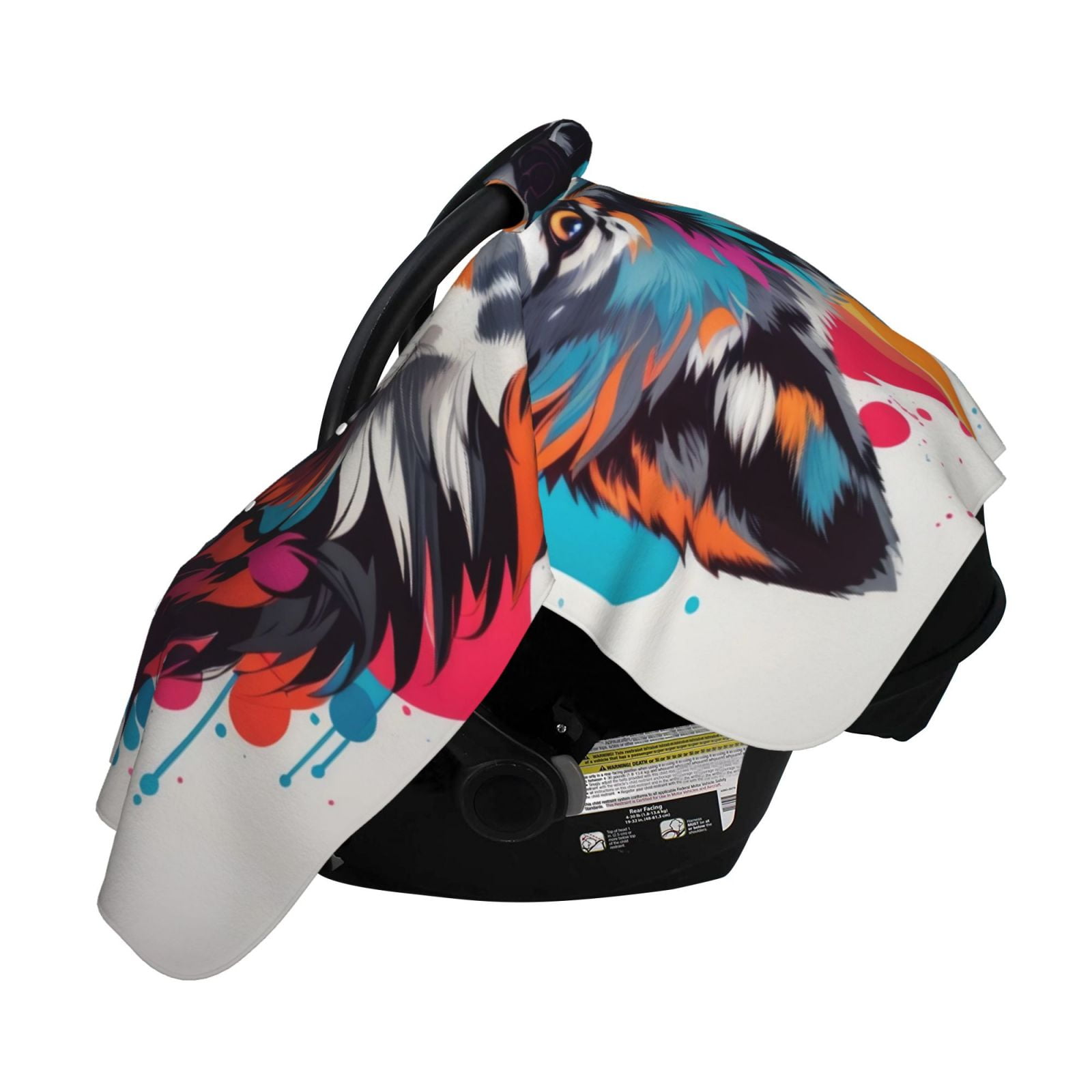 Naloa Tie-Dye Wolf Head Baby Car Seat Cover, Breathable Baby Carrier Cover, Multiuse Baby Carrier Cover & Nursing Breastfeeding Cover